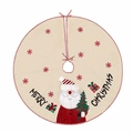 Weihnachtsbaumdecke aus Leinen mit Weihnachtsmann-Motiv und Merry Christmas Schriftzug - Weihnachtsmann / 100cm