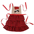 Weihnachtsschürze mit rot-schwarz karierten Rüschen und Santa Stops Here Kunstdruck - Rot & Schwarz Karo (Santa Stops Here)