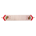Runner da tavola natalizio in lino con estremità rosse e nappe dorate per decoro - Motivo Carrello Regalo Rosso / Rosso