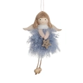 Angelo di Natale in peluche blu con ali dorate e stella per decorazione dell'albero - Blu (Stile Stella)