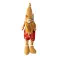Weihnachtswichtel im Lebkuchen-Stil mit spitzem Hut, Bart und kleiner Silbergabel - Lebkuchen Männlicher Zwerg (Hält Gabel)