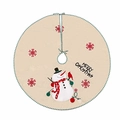 Weihnachtsbaumdecke aus Leinen mit Schneemann-Motiv und Merry Christmas Text - Schneemann / 100cm