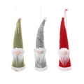 Set van 3 kerstkabouters van vilt in groen, grijs en rood met lange witte baarden - 3 Modellen Gezichtsloze Oude Man Hangende Ornamenten