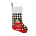 Chaussette de Noël à carreaux noirs et blancs avec poche rouge Letters to Santa - Style Carreaux Noir Blanc