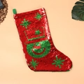 Calcetín navideño decorativo con lentejuelas reversibles rojas y verdes y diseño de muñeco de nieve - Muñeco de Nieve