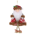 Addobbo natalizio a forma di Babbo Natale con cappello scozzese rosso e campane d'oro - Babbo Natale