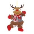 Adorno de reno navideño de peluche con bufanda de cuadros y botón de copo de nieve - Colgante Reno Danzante