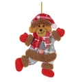 Ciondolo orsetto di peluche natalizio con cappello e sciarpa a quadri rossi - Pendaglio Orso Danzante