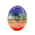 Polished seven chakra oval thumb stone made of layered natural crystals for healing - Rainbow