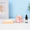 Pink natural crystal stone aromatherapy diffuser set with LED wooden base and glass cup - Pink Crystal Set (With Essential Oil & LED Base)