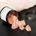 Himalayan salt crystal diffuser set with orange stones and black metal tin container - Himalayan Salt