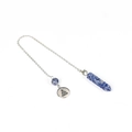 Collana con pendolo in pietra naturale blu con catena in argento e ciondolo Buddha - Pietra a Macchie Blu