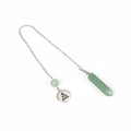 Pendolo in avventurina verde con catena d'argento e ciondolo inciso con Buddha - Aventurine