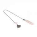 Pendolo in quarzo rosa con ciondolo Buddha d'argento e collana coordinata - Quarzo rosa