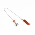 Pendolo in diaspro rosso con ciondolo Buddha in argento e punta di cristallo esagonale - diaspro rosso