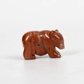 Red Jasper hand-carved bear gemstone figurine with polished natural mineral texture - Red Jasper