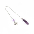 Pendolo in ametista esagonale con catena d'argento e ciondolo di buddha zen per collana - Ametista