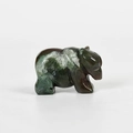 Hand-carved natural moss agate bear figurine with unique green and white mineral patterns - Moss Agate
