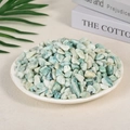 Polished natural light green crystal stone pebbles in a white plate for home decor - Chrysocolla / 7-9mm (100g)