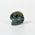 Green moss agate carved crystal skull figurine with natural mineral patterns - 1.5 Inch / Ocean Jasper