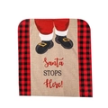 Christmas chair cover with Santa legs print and red black buffalo plaid patterns - Red and Black Grid Santa Style