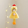 Decoración de Pascua pollito de peluche con huevo púrpura y vestido amarillo suave - Estilo con Huevo de Pascua