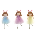 Tre bambole pasquali con orecchie da coniglio e gonne in tulle per decorazioni feste - Set Bambina con Cerchietto da Coniglio di Pasqua