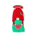 Watermelon themed summer gnome plush with red knit hat and green beard decor - Red Watermelon Style