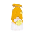 Summer lemon gnome plush with yellow knit hat and white beard, citrus fruit themed decor - Yellow Lemon Style