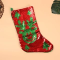Calcetín de Navidad con lentejuelas reversibles rojas y diseño de reno y árbol verde - Estilo Alce