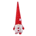 Gnome de Noël en peluche avec chapeau rouge à pois et longue barbe blanche douce - Style de chapeau tressé rouge