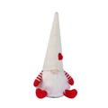 Gnomo de Navidad con gorro de punto blanco, corazones rojos y pies de peluche - Figura De Muñeca Luminosa Con Sombrero Blanco Y Barba
