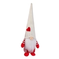 Gnome avec bonnet blanc à cœur et corps à carreaux rouges pour décoration de la Saint-Valentin - Style de chapeau à barbe blanche