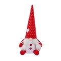 Muñeco gnomo navideño sin rostro con gorro de lunares rojos y barba de felpa blanca - Adorno De Muñeca De Sombrero Rojo Luminoso Con Trenzas