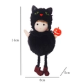 Bambola di peluche strega gatto nero di Halloween con zucca per decorazione, 14cm altezza - Nero