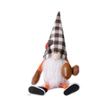 Handgemaakte American football kabouter pluche met geruite hoed en sportschoenen - Rugbybal Stijl