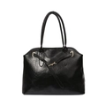Minimalistische schwarze Totebag aus Kunstleder mit goldenen Details für den Alltag - Schwarz