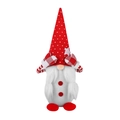 Christmas gnome plush with red knitted heart hat and white beard on white background - Red Knitted Hat with Braids