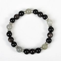 Bracciale in Ossidiana argentata naturale con perle di Labradorite e distanziali argentati - Labradorite