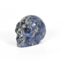 Blue Sodalite hand-carved crystal skull ornament with natural white and grey veins - 2 Inch / Blue Sodalite
