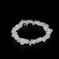 Handmade elastic bracelet with natural translucent white crystal rock chips and mineral texture - White Crystal
