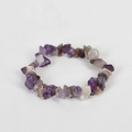 Handmade stretch bracelet featuring irregular natural amethyst raw stone chips and crystal - Amethyst