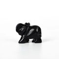 Polished black obsidian gemstone elephant figurine animal carving home decor - Obsidian (Small)
