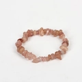 Handmade elastic bracelet featuring irregular pink strawberry quartz natural stone beads - Strawberry Quartz