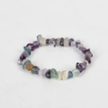 Handmade bracelet featuring mixed irregular amethyst and green fluorite crystal stones - Colorful Fluorite