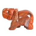 Natural red jasper elephant gemstone carving with unique mineral speckles and polished finish - Red Jasper (Large)