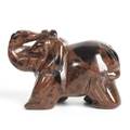 Hand-carved mahogany obsidian elephant figurine with lucky upturned trunk - Mahogany Obsidian (Large)