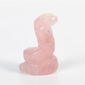 Scultura di serpente in quarzo rosa con squame dettagliate per decorazione ufficio - Quarzo rosa