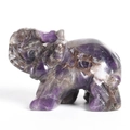 Hand-carved natural amethyst elephant figurine with unique purple crystal textures - Amethyst (Large)