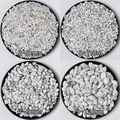 Natural white turquoise decorative crushed stones shown in four size specifications - Howlite
